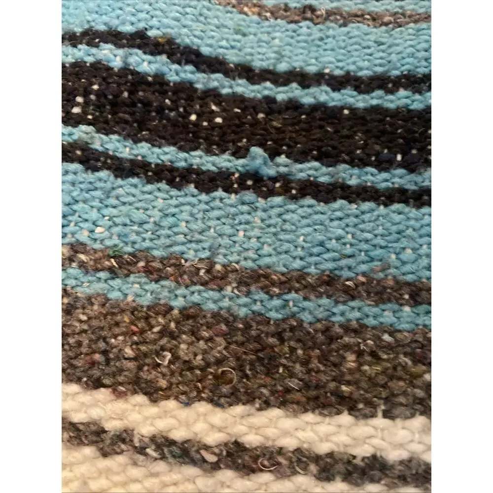 Turquoise Blue White Black Gray Western Blanket Falsa Fringed Throw 75” X 52”